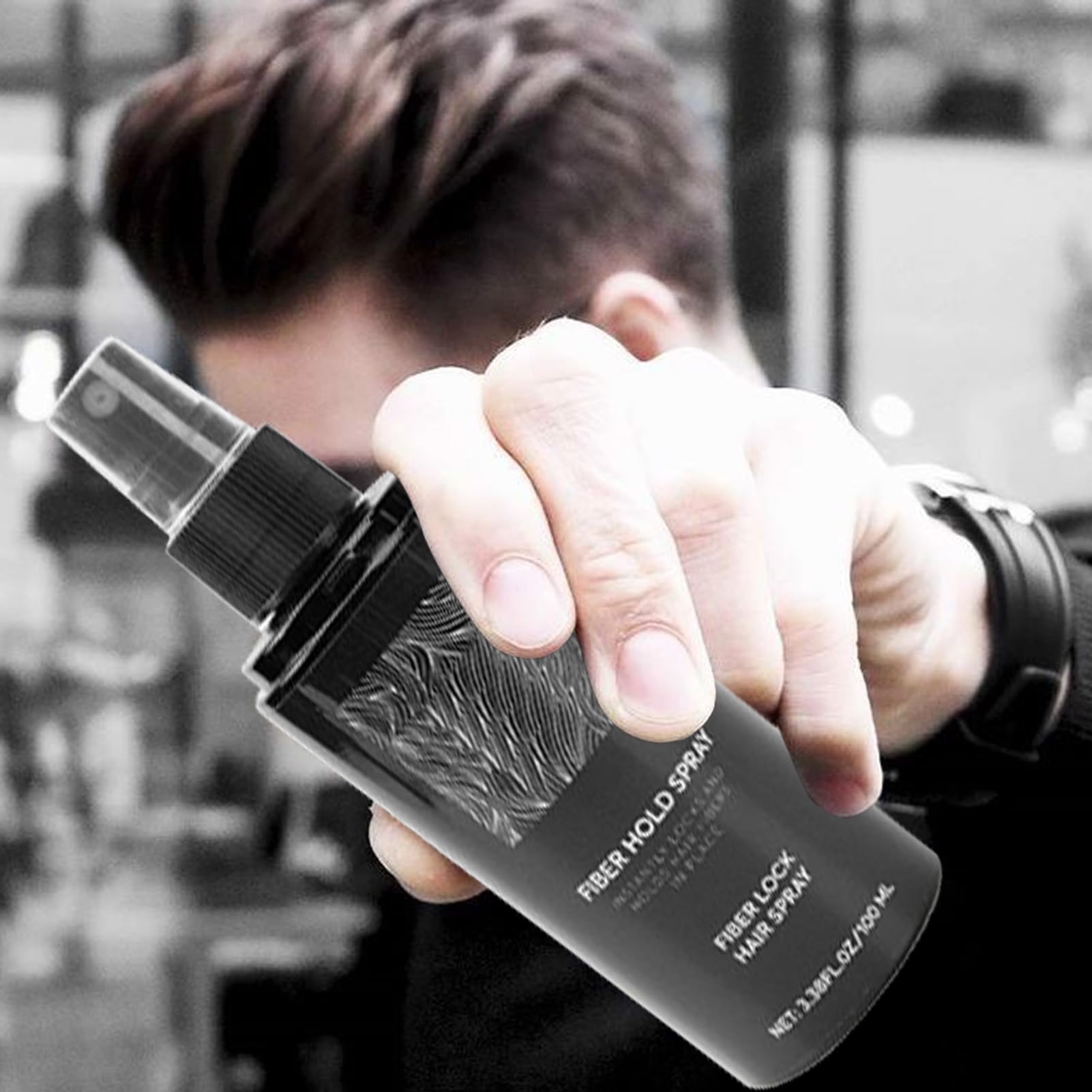 Rozpylacz do zagęszczania włosów w sprayu (100 ml) dla zwiększenia objętości i objętości, mocniejszy do włosów, z włóknami, szybkoschnąca, zagęszczająca mgiełka, do stylizacji brody, łysienia
