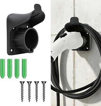EV Charger Holder, Electric Vehicle Charging Equipment, SAE J1772 Wall Mount Charging Cable Organizer for Portable Electric Car, Universal Waterproof Auto Accessorise for Most Electric Vehicles