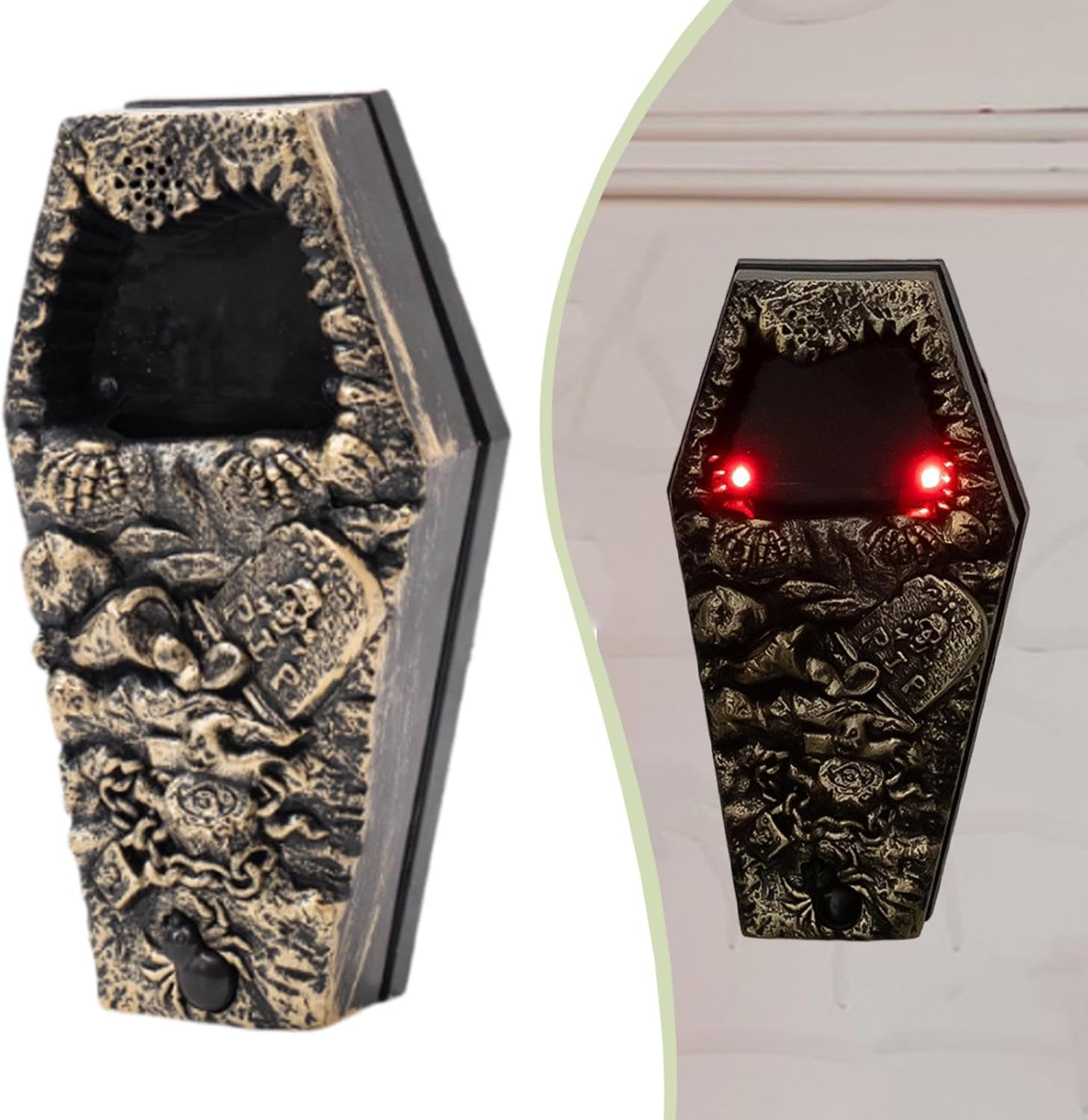 Halloween Doorbell with Red Lights Electric for Trick or Treat Party Haunted Gold