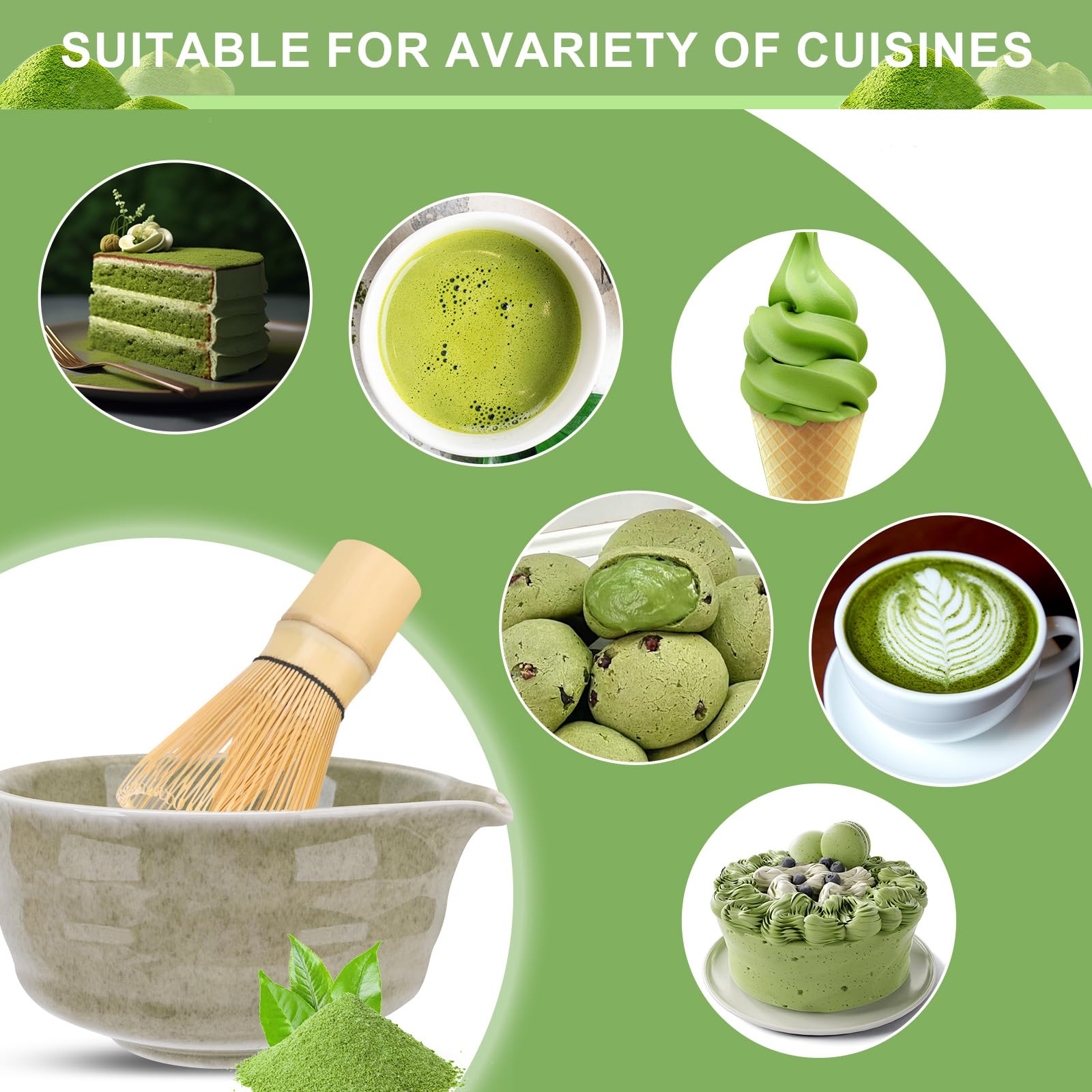 Matcha Set,Matcha Besen Set – Matcha Schale mit Ausgießer, Matcha Schneebesenhalter, Matcha Besen, 2Matcha Löffel, Matcha-Set Geschenk für Matcha-Liebhaber Weihnachten, Matcha Starter Set