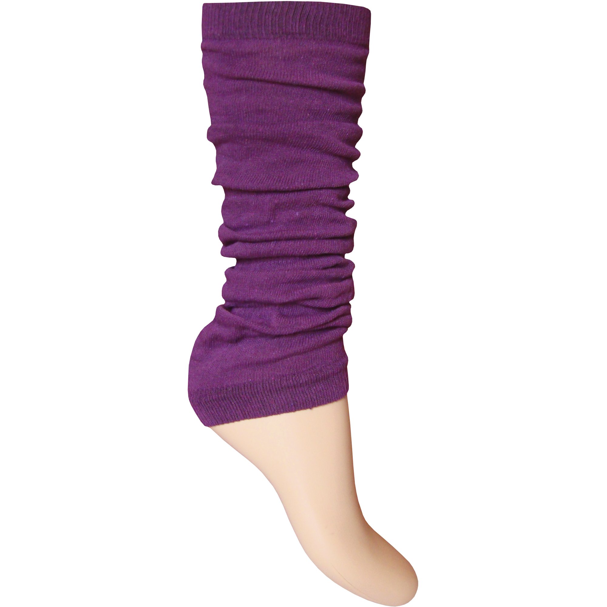 Ladies & Girls Bright Fluorescent Neon Stretch Fit Comfort Ankle Leg Warmers (Plum)