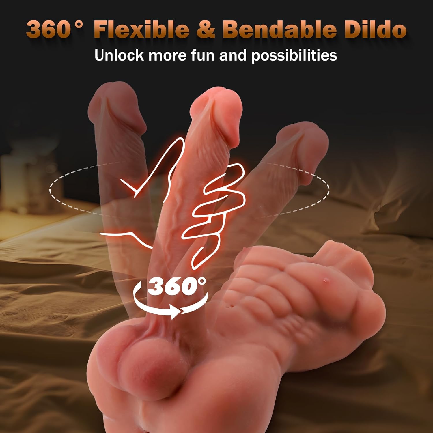 Male Sex Doll with Huge Flexible Dildo - 4.8LB Realistic Muscular Torso Sex Dolls with 7.7in Dildo for Women Masturbation, Tight Anal for Mens Gay Sex Toys, Unisex Masturbator for Female Male Couples