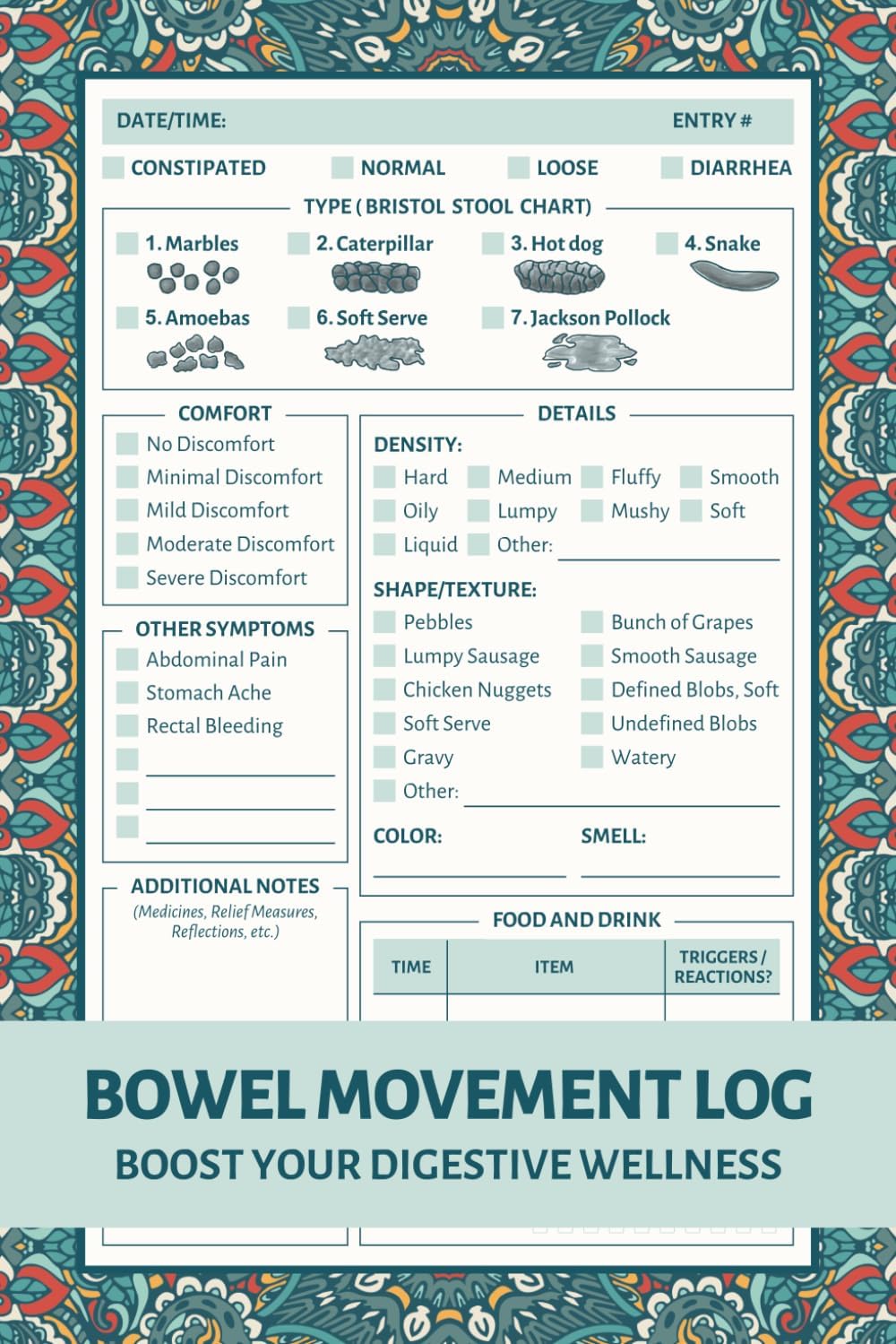 Bowel Movement Log: Poo Journal for a Better Understanding of Your Digestive Patterns and Control Over Your Digestive Health