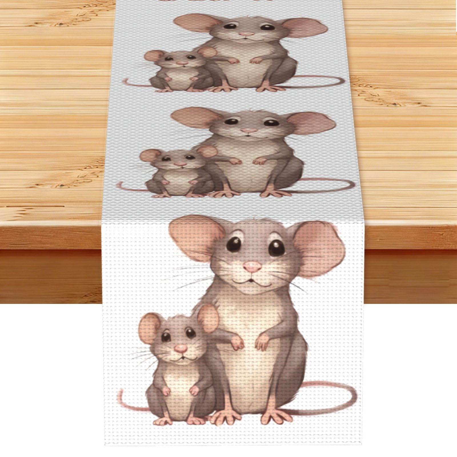 Rats Table Runner 13x72 Inch Cotton Linen Table Linen Washable Farmhouse Tablecloth Modern Abstract Art Kitchen Dinning Table Decoration for Home Party Decor