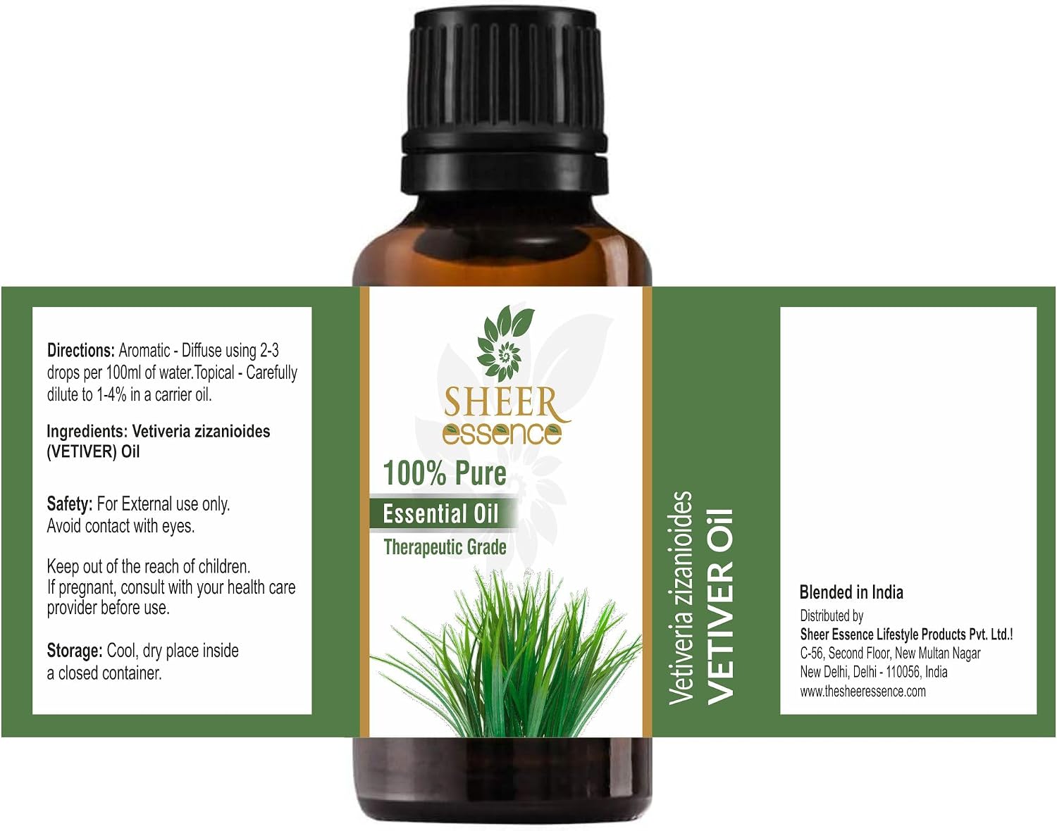 Vetiver Oil -(Vetiveria Zizanioides)- Essential Oil 100% Pure Natural Undiluted Uncut Therapeutic Grade Oil 0.51 Fl.OZ