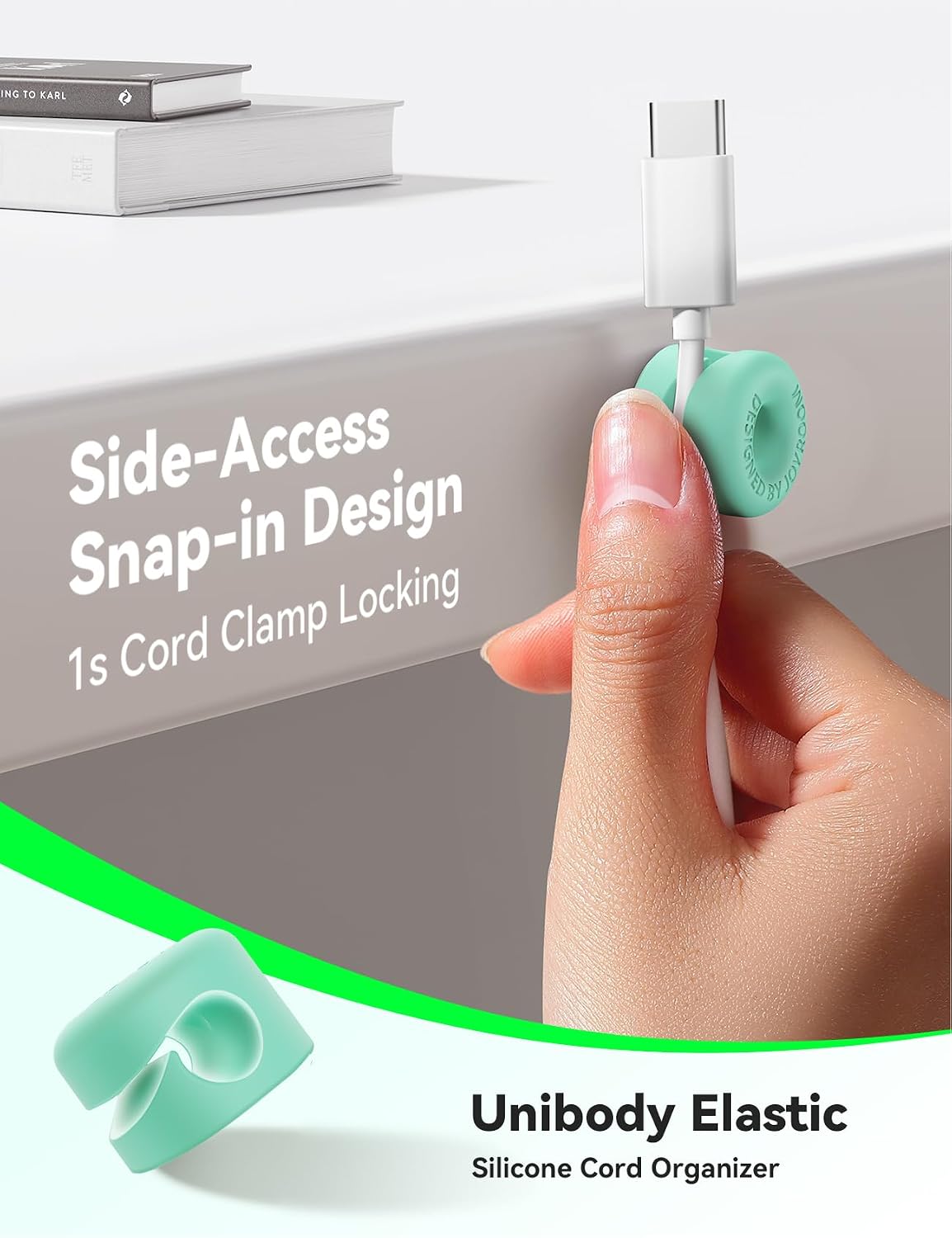 16Pack Cord Organizer JOYROOM Cable Clips [1s Side-Snap Lock] Silicone Cord Holder Cable Management, Adhesive Cord Clips Phone Charger Wire Keeper, Office Workspaces Desk Organization Home Accessories image 3