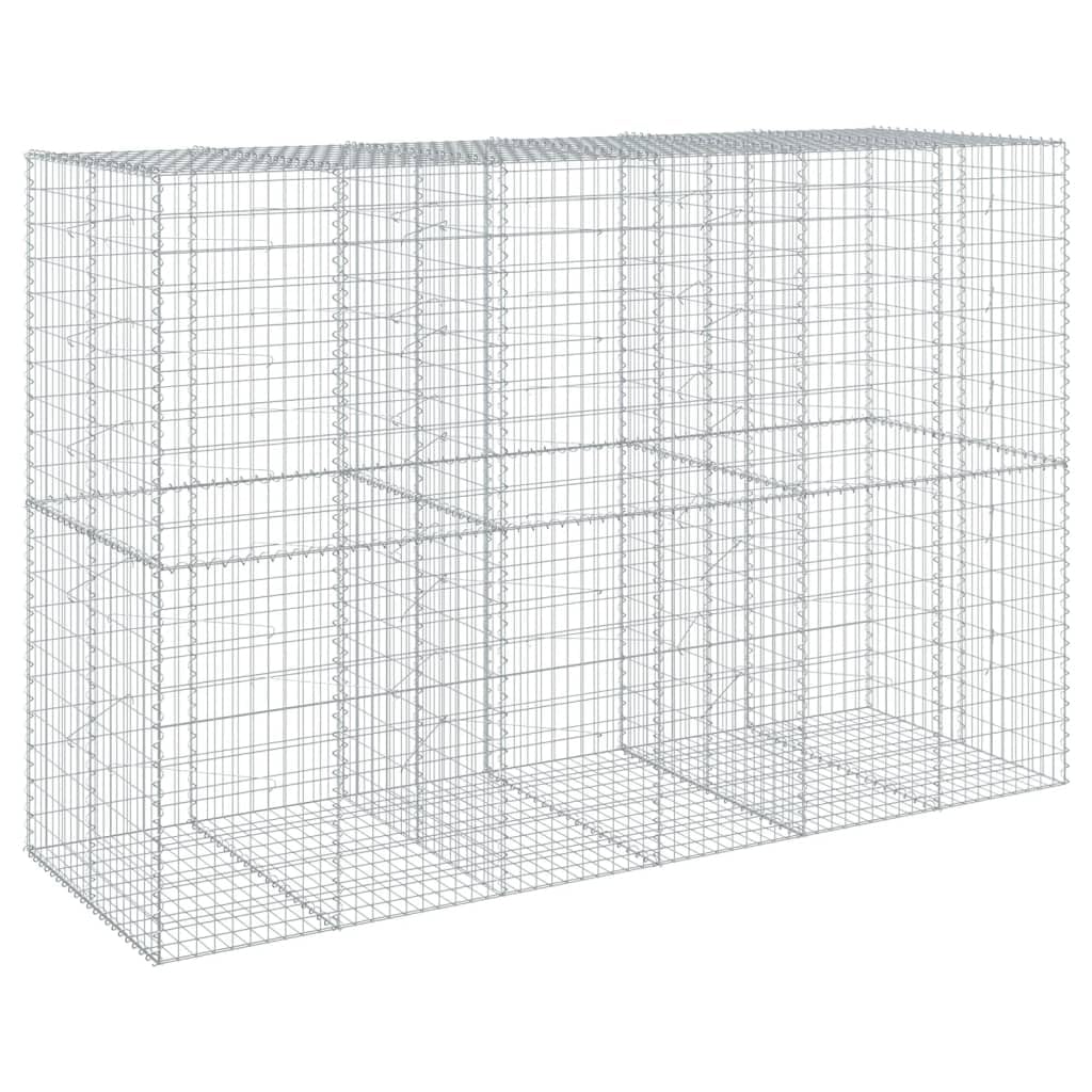 Gavión con tapa, 300 x 100 x 200 cm, cesta de piedra galvanizada | Cesta de alambre de metal resistente para jardín. Fácil montaje sin herramientas gracias a sus prácticas varillas en espiral.