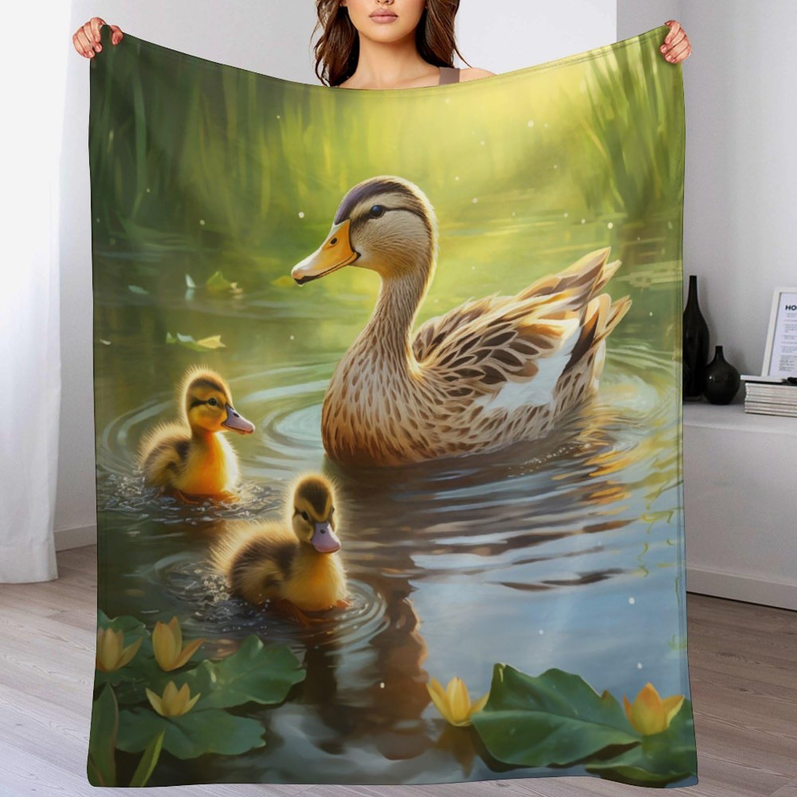 Couverture en flanelle canard mignon plaid doux de 140x180cm pour lit et canapé