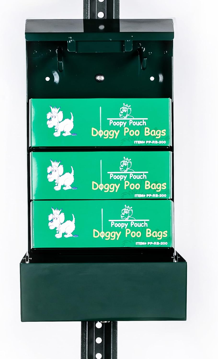 Crown Products Llc Poopy Pouch Universal Pet Waste Dispenser - 600 Bags, Galvanized Steel, Hunter Green, 1 Count, 10 Gallons, Unscented