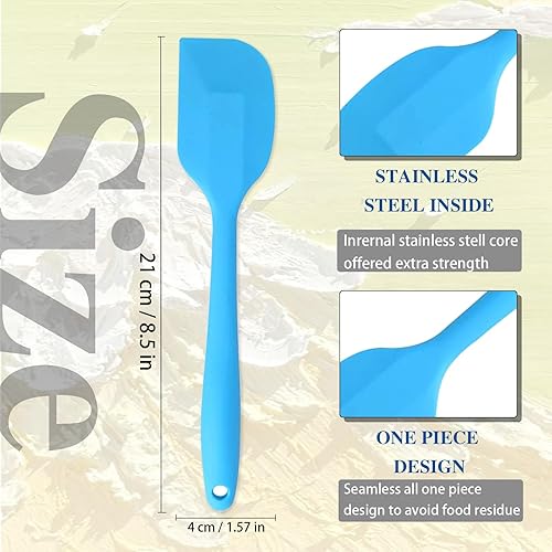 Miniatura 2 de 8 espátulas de silicona, pequeñas espátulas de goma de 8.3 pulgadas, antiadherentes, resistentes al calor, antiadherentes con núcleo de acero