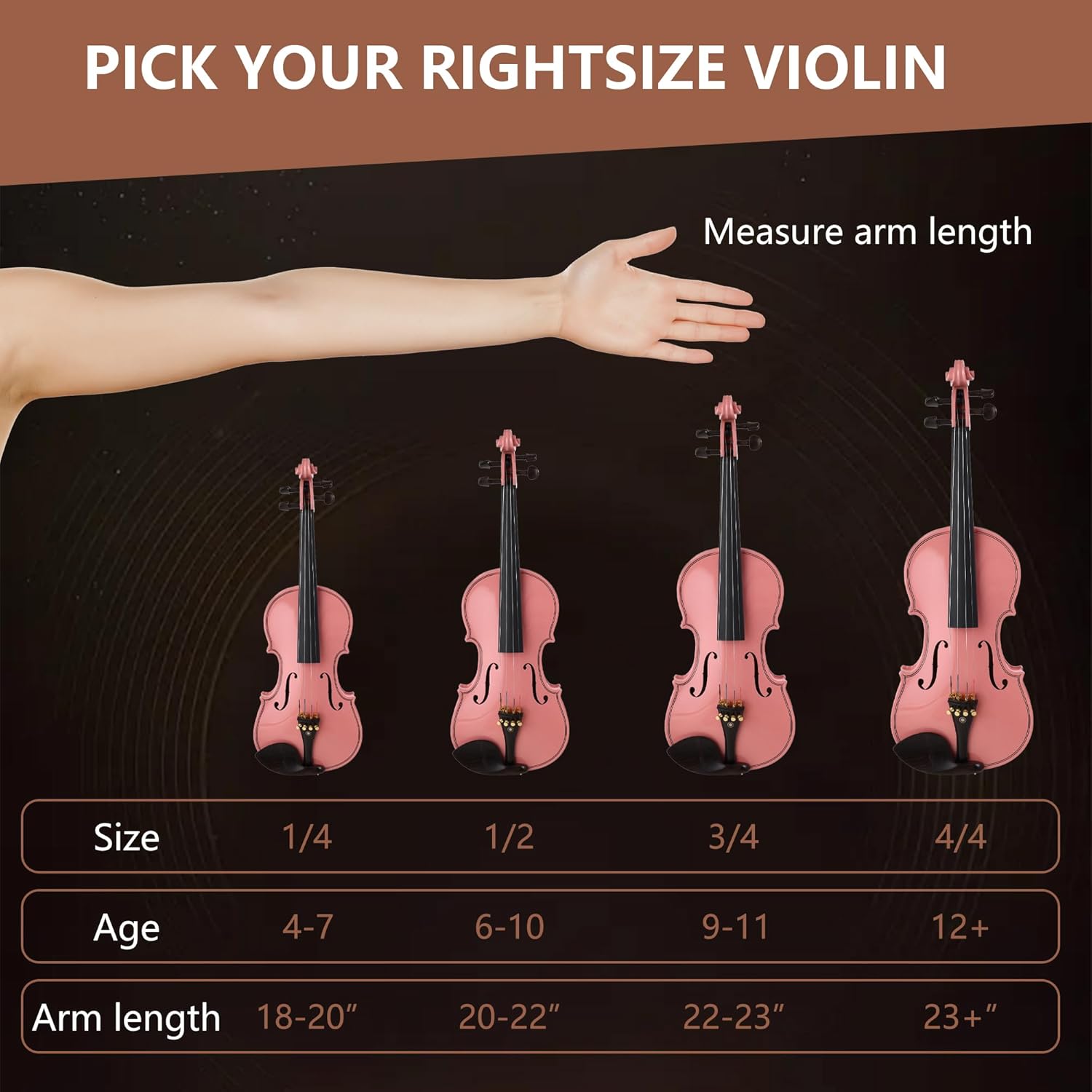 Violin 4/4 Full Size,Beginner Violin For Kids,Students,Adults,Fiddle Set with Hard Case,Bow,Rosin,Shoulder Rest,Tuner,Extra Strings,Bridge,Fingerboard Stickers