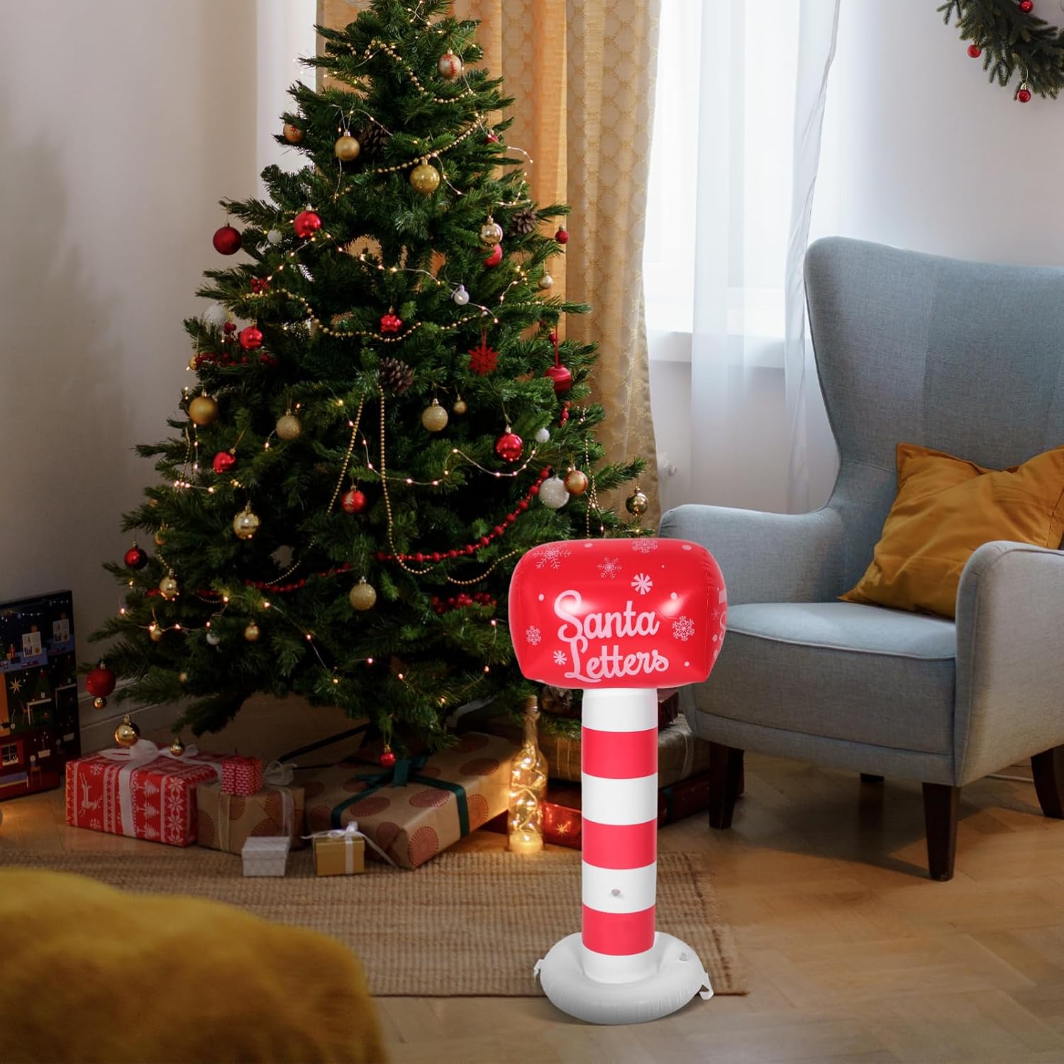 TOYANDONA Inflatable Christmas Mailbox Outdoor Holiday Decoration Santa Mailbox for Patio Easy Setup Festive Decor