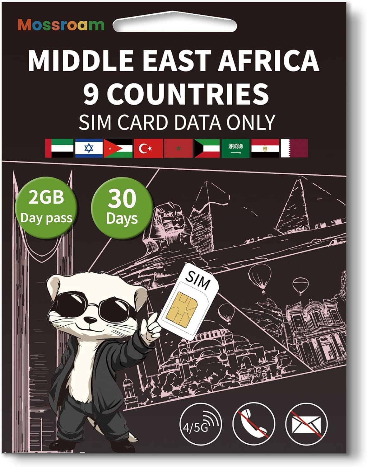 3-in-1 SIM Card for 9 Countries in the Middle East and Africa– Prepaid Data Plans | Fixed Data 5GB,15 Days | Unlimited 4/5G Speed Internet