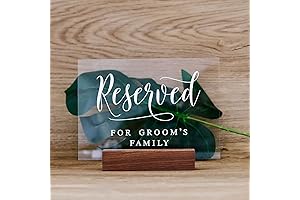 Reserved For Family Sign, Reserve Signs with Wood Holder, Acrylic Reserved Sign...