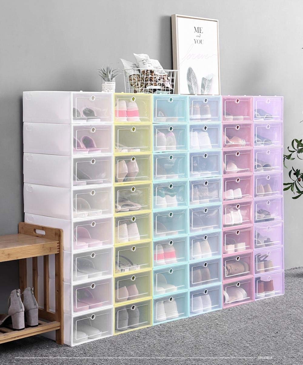 Schuhkarton 12St Schuhkarton-Set Multicolor Faltbarer Aufbewahrungs Kunststoff Klar Startseite Organizer Schuhregal Stapel-Speicher-Organisator,Transparent,35Cmx23Cmx14Cm