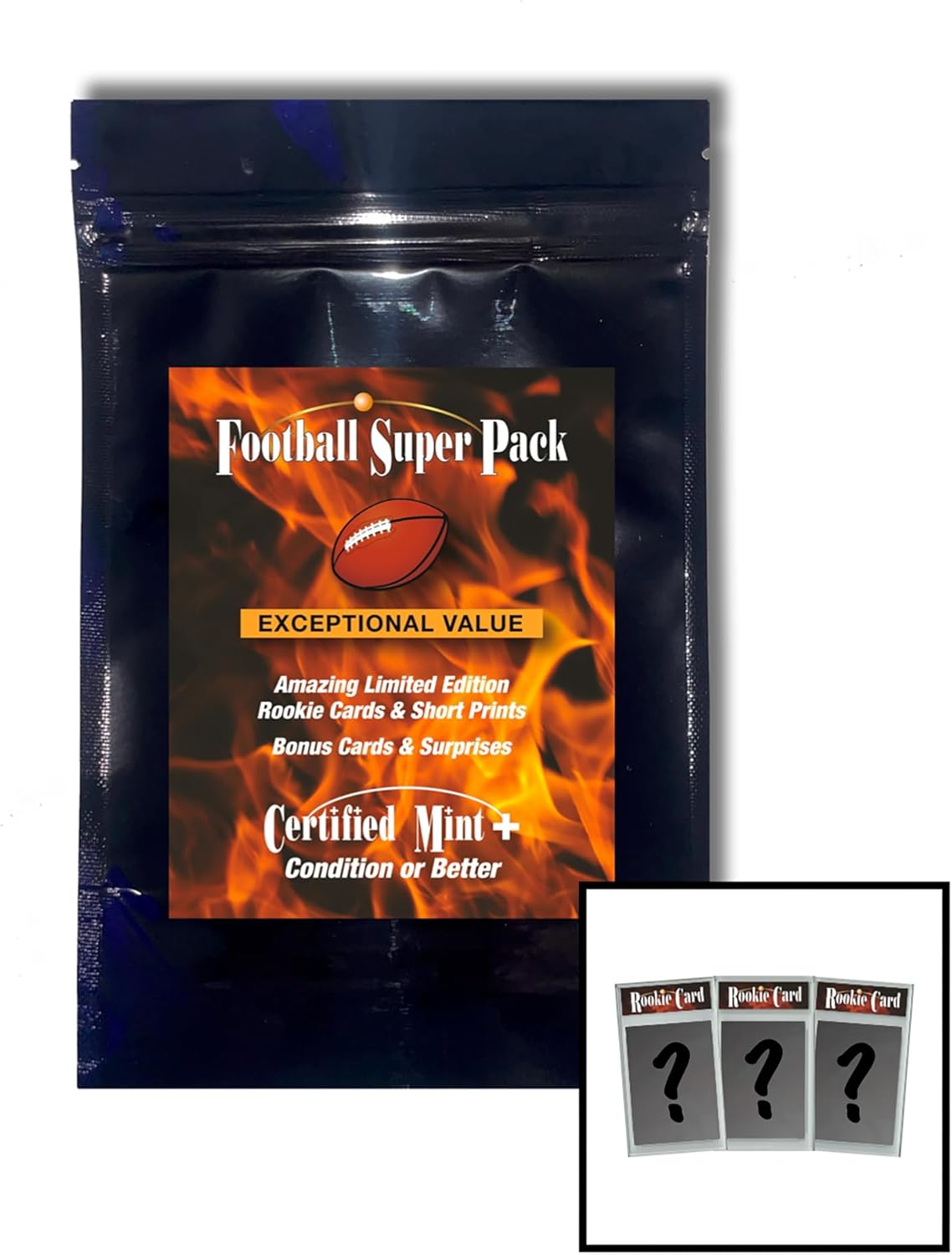 Football Certified Mint 3-Card Mystery Pack featuring Top Draft Picks, All-Pros, Rookies of the Year, & MVPs
