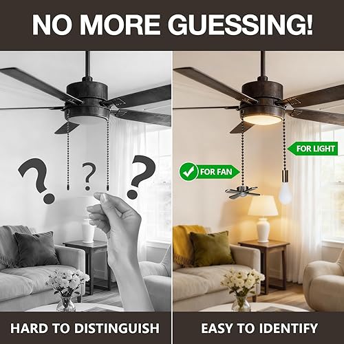 Miniatura 3 de SmoTecQ Extensor de cadena para ventilador de techo con bombilla decorativa de vidrio esmerilado y cable de ventilador, se adapta a todos los