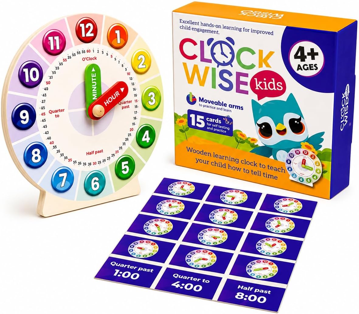 Interactive Educational Teaching Clock - Learn Time Easily, Durable Design for Kids with moveable arms, Engaging Hands-On Learning Tool, Perfect for Classroom & Home Use image 4
