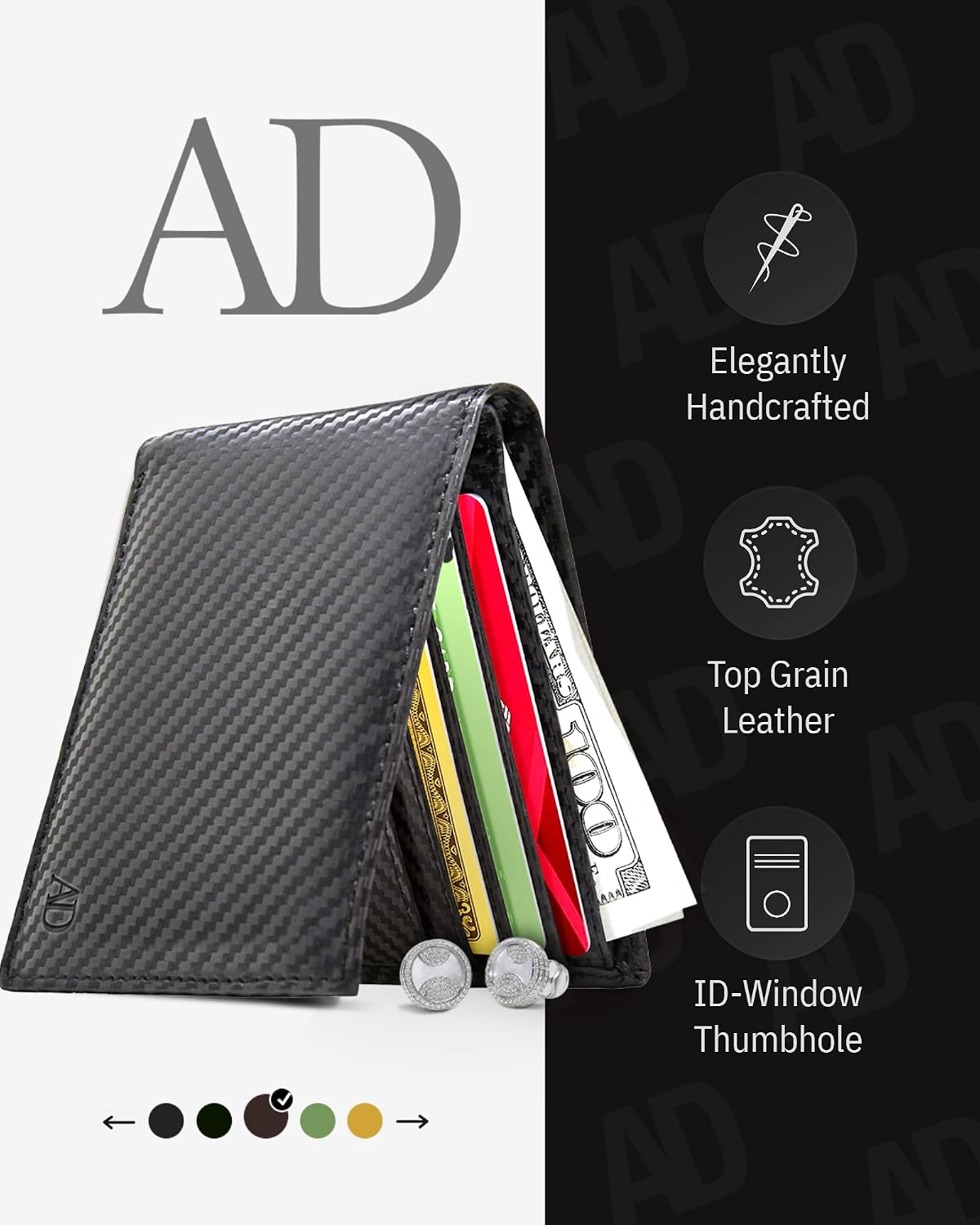 Access Denied REAL LEATHER Slim Bifold Wallets For Men - Minimalist Card Holder Thin Mens Wallet RFID Gifts For Him