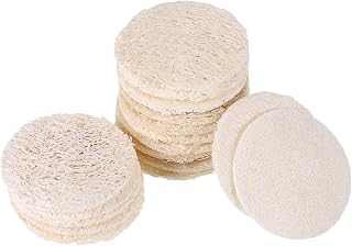 FOMIYES 50Pcs Loofah Pads Exfoliating Scrubbing Sponges Facial Complexion Skin Discs Pads Round Complexion Natural Makeup Remove Pads for Shower Bath and Spa