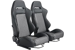 AmpedUp PU Leather Racing Bucket Seats Reclining Pair w/ Dual Sliders