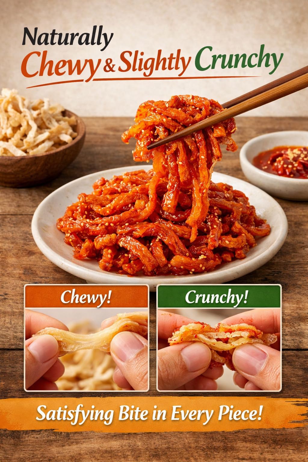 Dried Radish Strips 무말랭이 Korean Sun-Dried Daikon, Naturally Sweet & Chewy Texture, No Additives, Ideal for Kimchi, Stir-Fry & Side Dish, 6 oz / 170 g