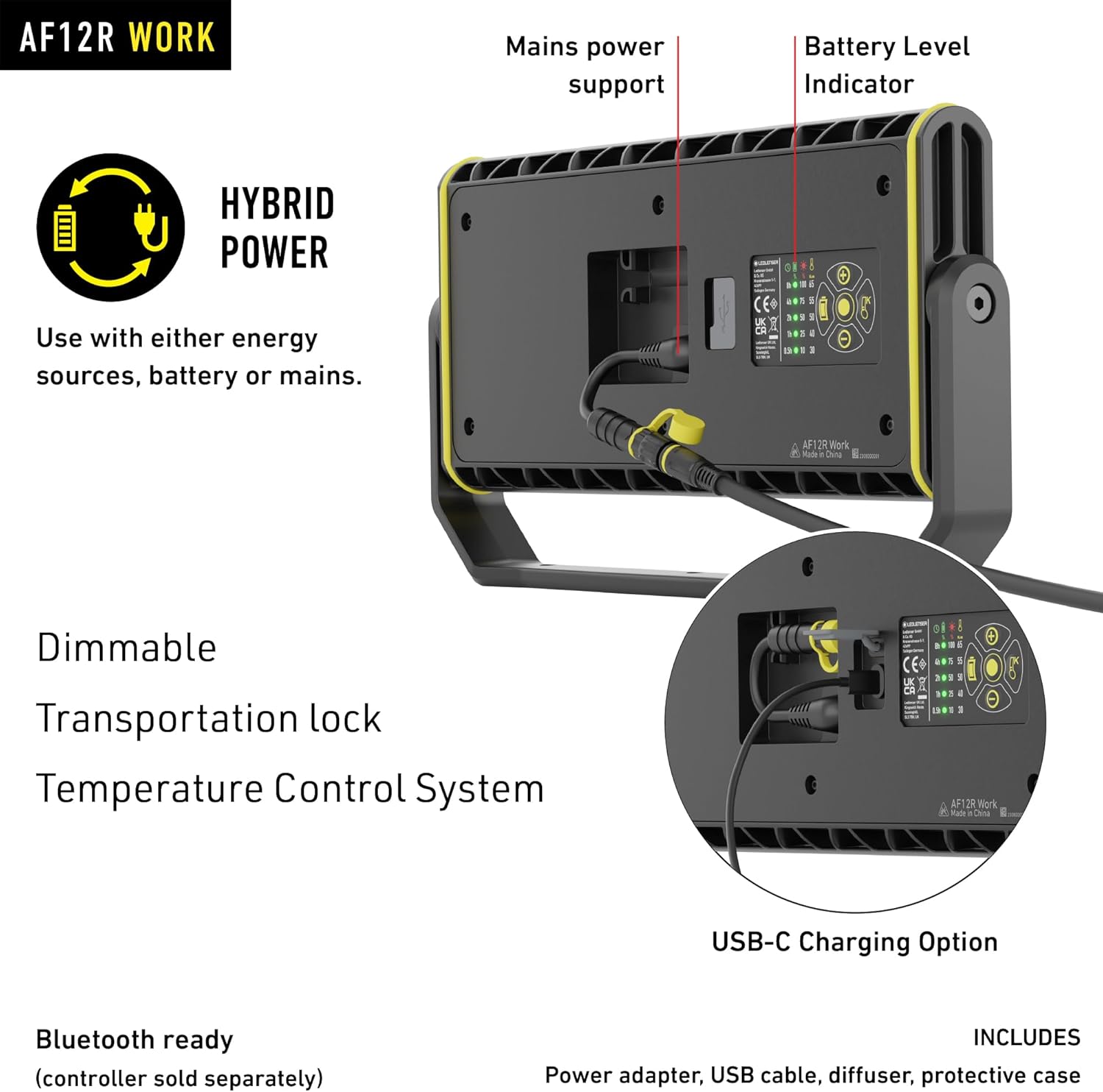 Ledlenser AF12R Work, Rechargeable and AC Powered Area Light, 8000 Lumens