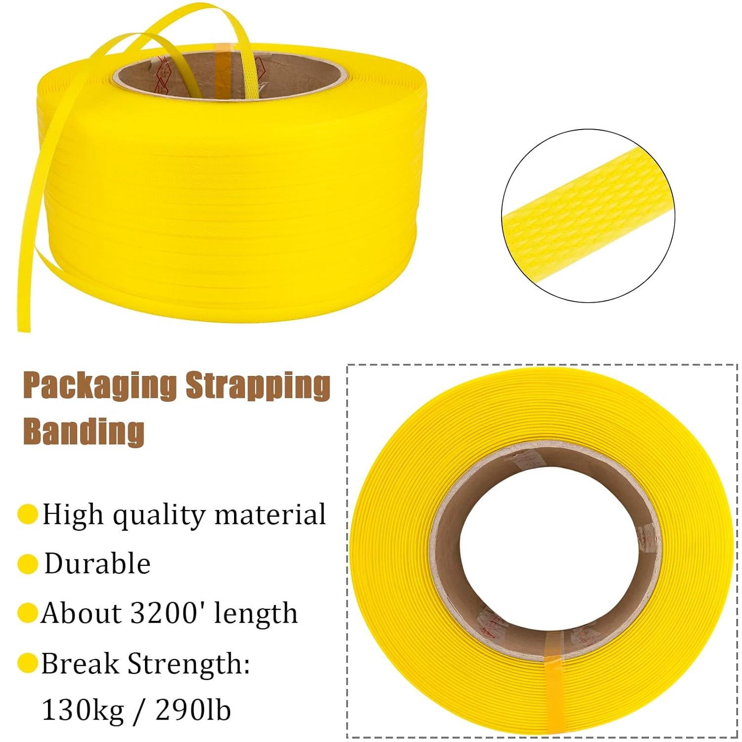 Banding Strapping Kit, Pallet Strapping Kit, Poly Strapping Kit, Plastic Strapping Kit Include Pallet Packaging Strapping Tool, Sealer Tools 3200' Length x 1/2" Wide and 200 Metal Seals