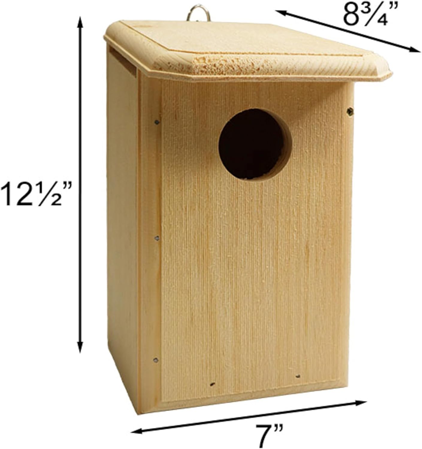 Bird Habitats Flycatcher House – Nest Box for Great Crested & Ash-Throated Flycatchers – 1" Eastern White Pine, Side Clean-Out, Ventilated – 12.5" H x 7" W x 9" D – Handcrafted in Maine, USA