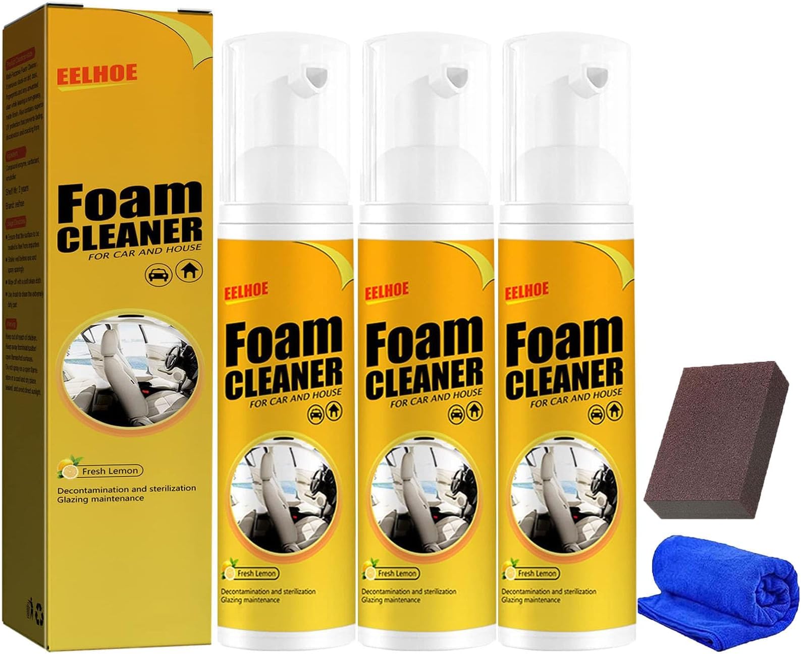 TUBBEKAll Around Master Foam Cleaner, Foam Cleaner for Car, Multi-purpose Foam Cleaner, Foam Cleaner All Purpose, Car Magic Foam Cleaner, Foam Cleaner Spray for Car and House (3pcs,60ml)