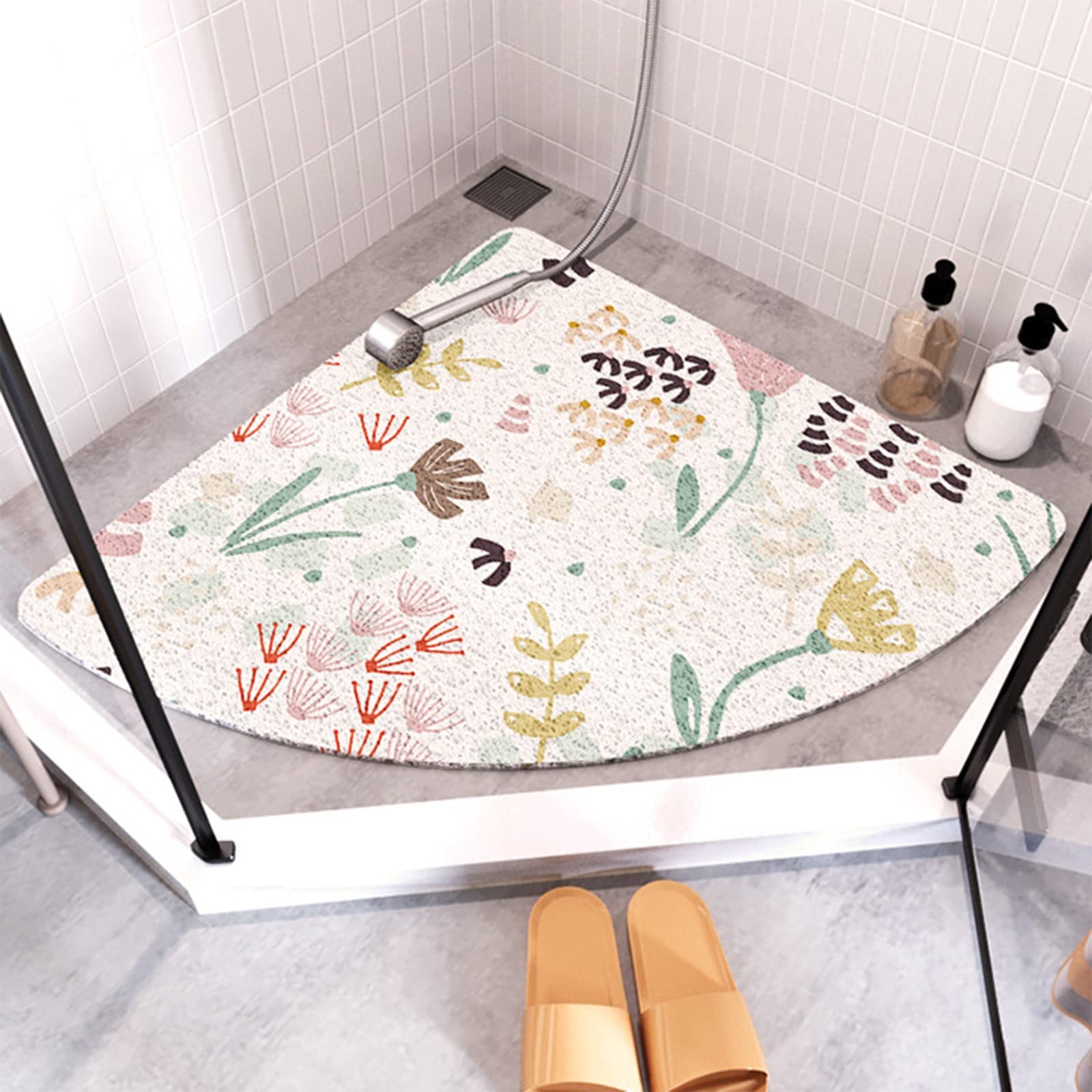 Loofah Shower Mats for Inside Shower, Corner Shower Mat Non Slip Anti Mould, Quick Dry Bath Mats with Drain, Bath Mat Non Slip for Round Shower and Square Shower,A,70x70cm
