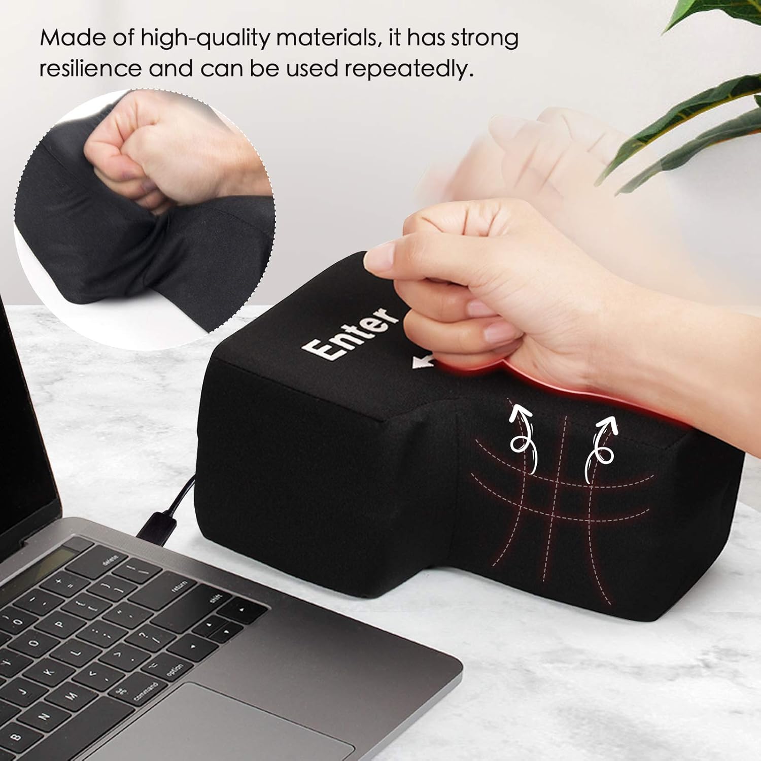 Grande Touche d'entrée,Gros Bouton Entrée,Touche Entrée avec Coussin de Bureau Clavier USB Gadget pour Anti-Stress,Outils de Soulagement du Stress pour le Bureau,Grand Coussin de Touche d'entrée