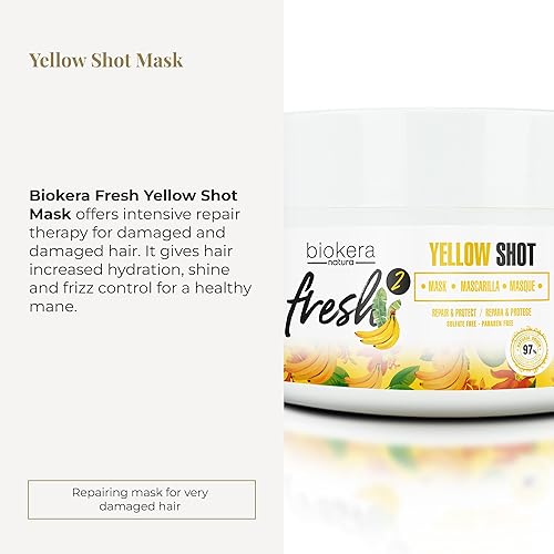 Miniatura 2 de SALERM - Mascarilla Reparadora Profunda - Mascarilla Biokera Fresh Yellow Shot - 8.5 fl oz - Hidrata, Repara y Protege el Cabello -