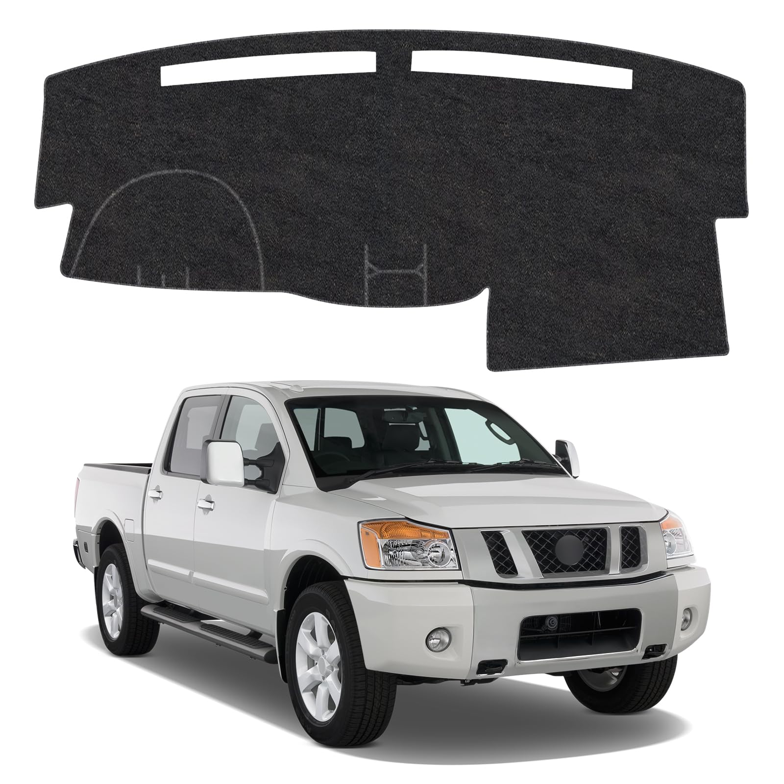 Dash Cover Mat Compatible with Nissan Titan 2004-2012 Non-Slip Dashboard Cover Mat Sunshade UV Rays Protector Interior Accessories(Without Cutout for Navi/Sensor)