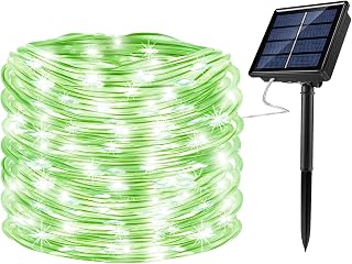 Oluote Solar String Lights Outdoor Rope Lights, 66ft 200 LEDs Waterproof Tube Lights with Solar Panel for Outdoor Home Garden Parties Independence Day Decor (Green, 66FT)