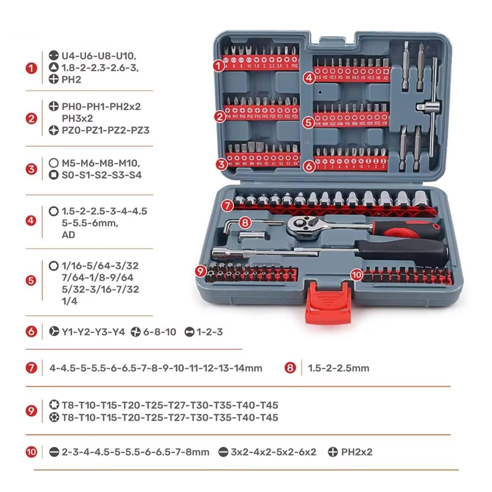 Set attrezzi da officina 1/4 Chiave A Bussola Regolabile 126 In 1 Set Di Prese A Cricchetto Set Di Punte Per Cacciavite Kit Di Strumenti Di Riparazione Manuale Per Uso Domestico