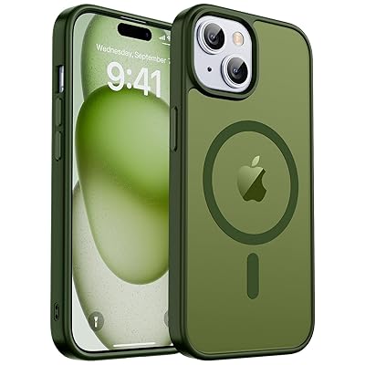 Magnetic for iPhone 15 Case & iPhone 14 Case, [Compatible with MagSafe] [Military Grade Drop Protection] Translucent Matte Shockproof Anti-Scratch Phone Cover, Black