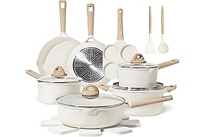 CAROTE 17-Piece Non-Stick Pots and Pans Set in Elegant Cream White