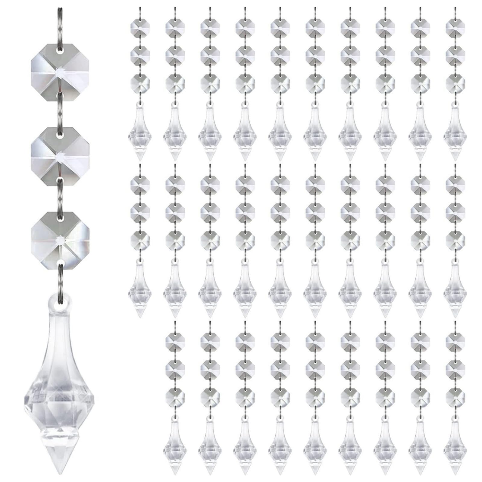 Sturdy Acrylic Snowflake Ice Sticks Christmas Decorations with Teardrop Balls, 30Pcs Clear Shatterproof Holiday Tree Ornaments Snowflake Ice Sticks Christmas Decorations