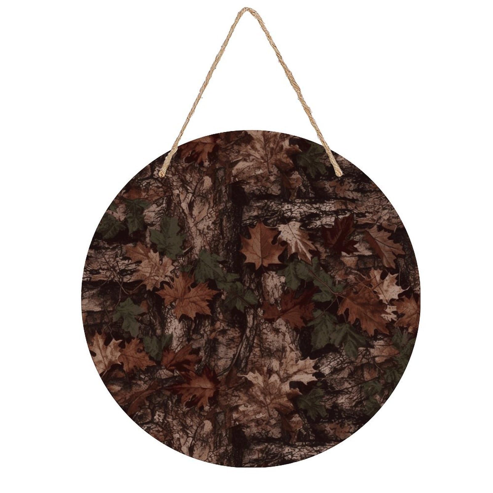 VstaDank Outfitter Tuff Camo Wall Art Decor with Ropes Wooden Hanging Sign Hanging Wall Decor Artwork Round Wood Painting Modern Wall Prints Decor Picture for Office Bar Home Decors