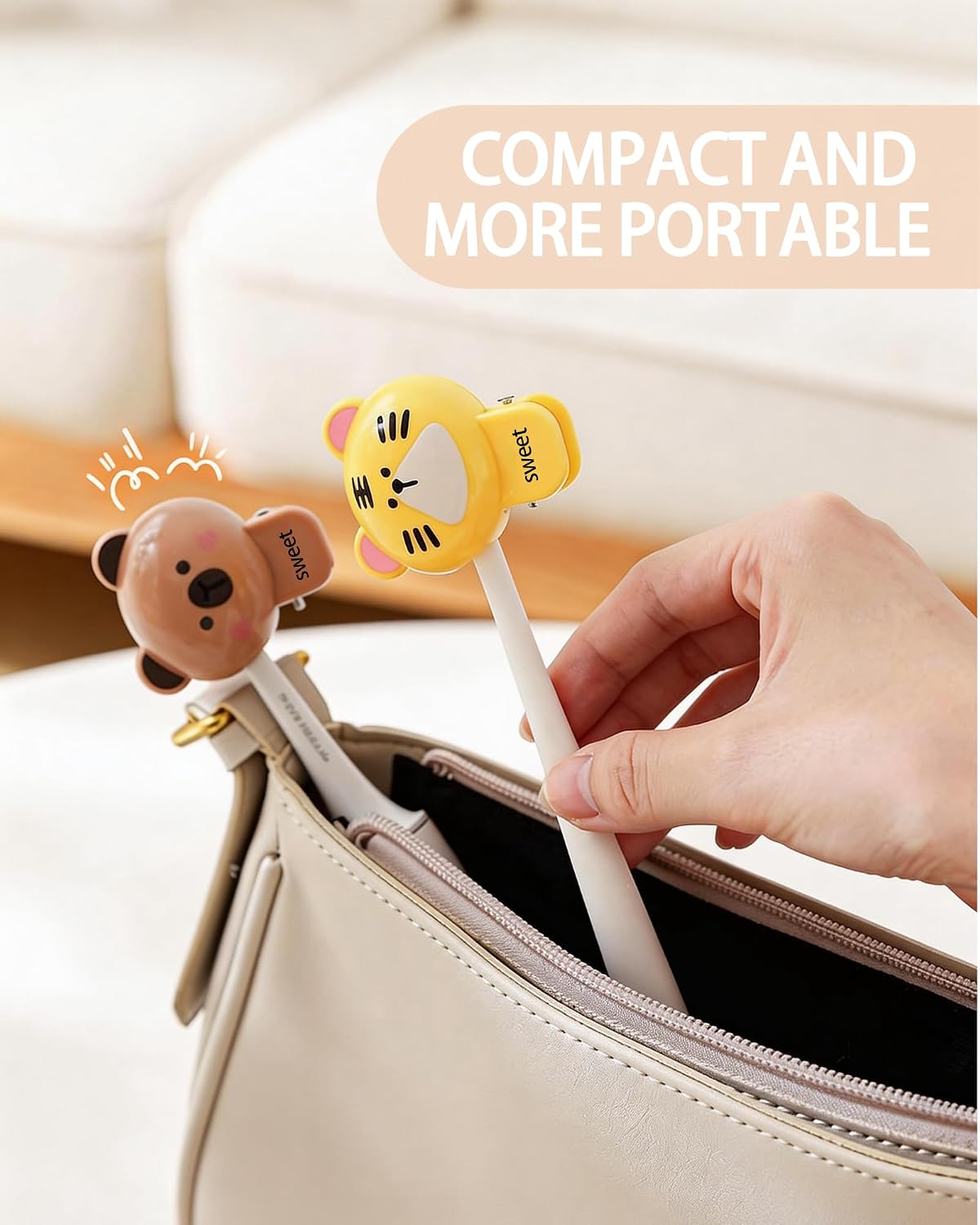 Cute Animal Toothbrush Covers - 4-Piece Set of Adorable Toothbrush Travel Containers with Spring-Loaded Snap Closure - Compatible with Manual and Electric Toothbrushes