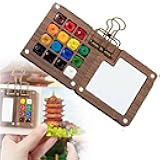 Mini Watercolor Travel Set, 2026 New Water Color Kit, Wooden Paint Palette Travel Kit, Portable Watercolour Palette with Clip for Painters Artists Students