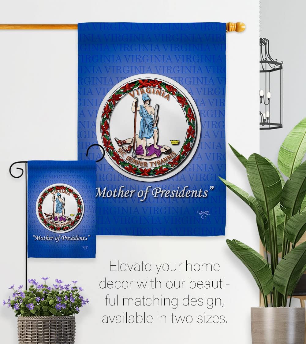 Breeze Decor H108088 Virginia Americana States Double Side Decorative House Flag, 28" x 40", Multicolor