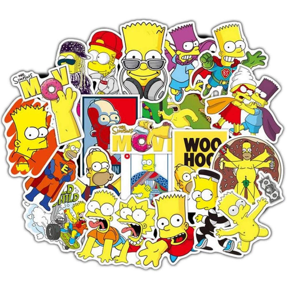 50pcs Cartoon Simpsons Waterproof Stickers Skateboard Motorcycle Suitcase Guitar Girls Graffiti Sticker Kids Classic Toys
