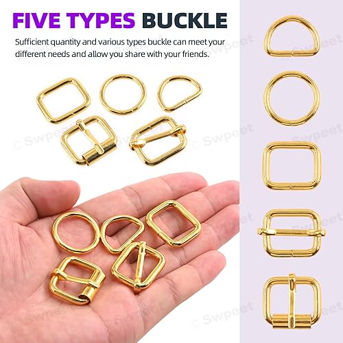 Vista 20 de Swpeet Hebillas de metal de 5 estilos: deslizante ajustable, anillo D, anillo circular bronce