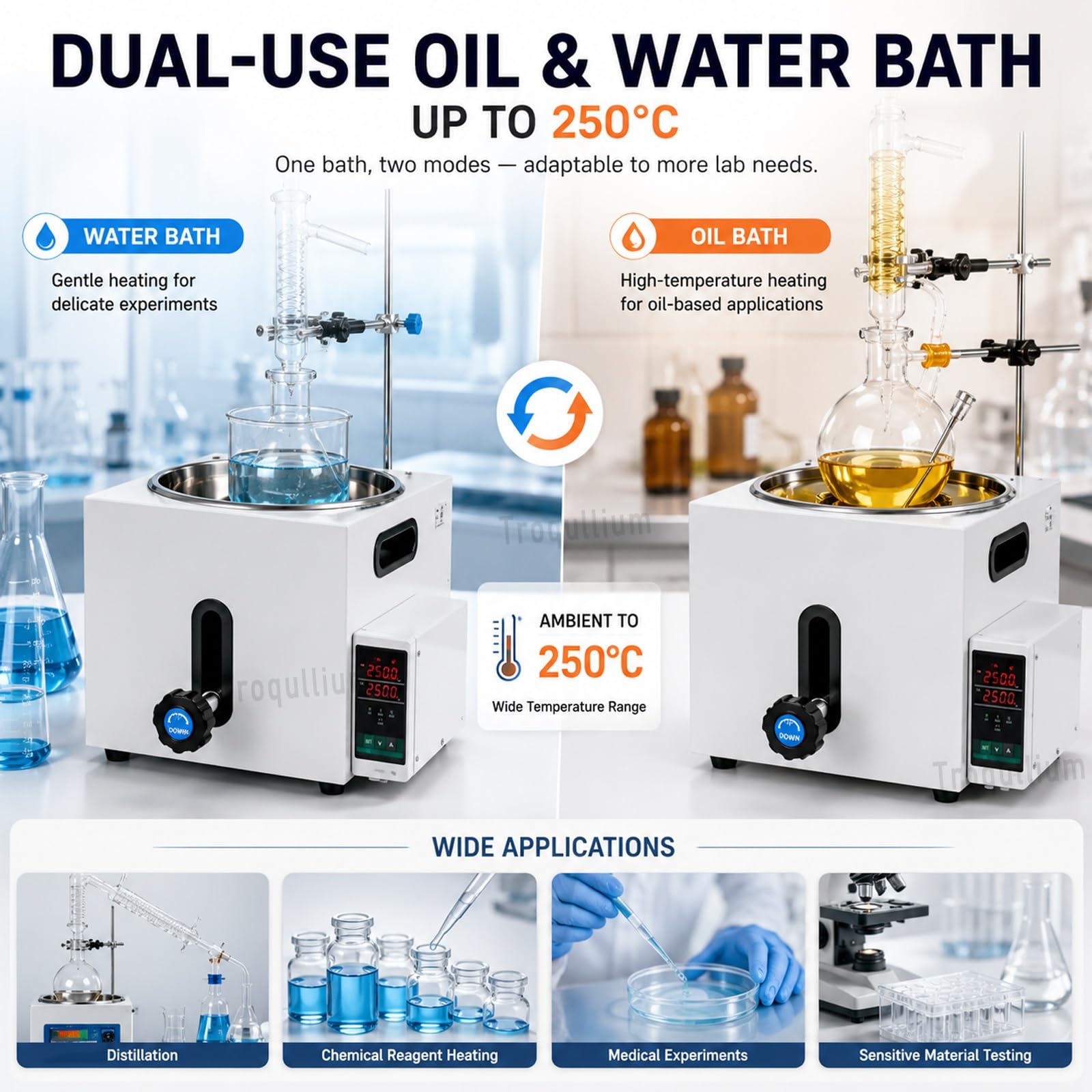 Digitales Wasserbad für Labors, präzise Temperaturregelung, 2L-5L Kapazität, Lift-Typ-Heizung, ideal für wissenschaftliche Forschungsgeräte
