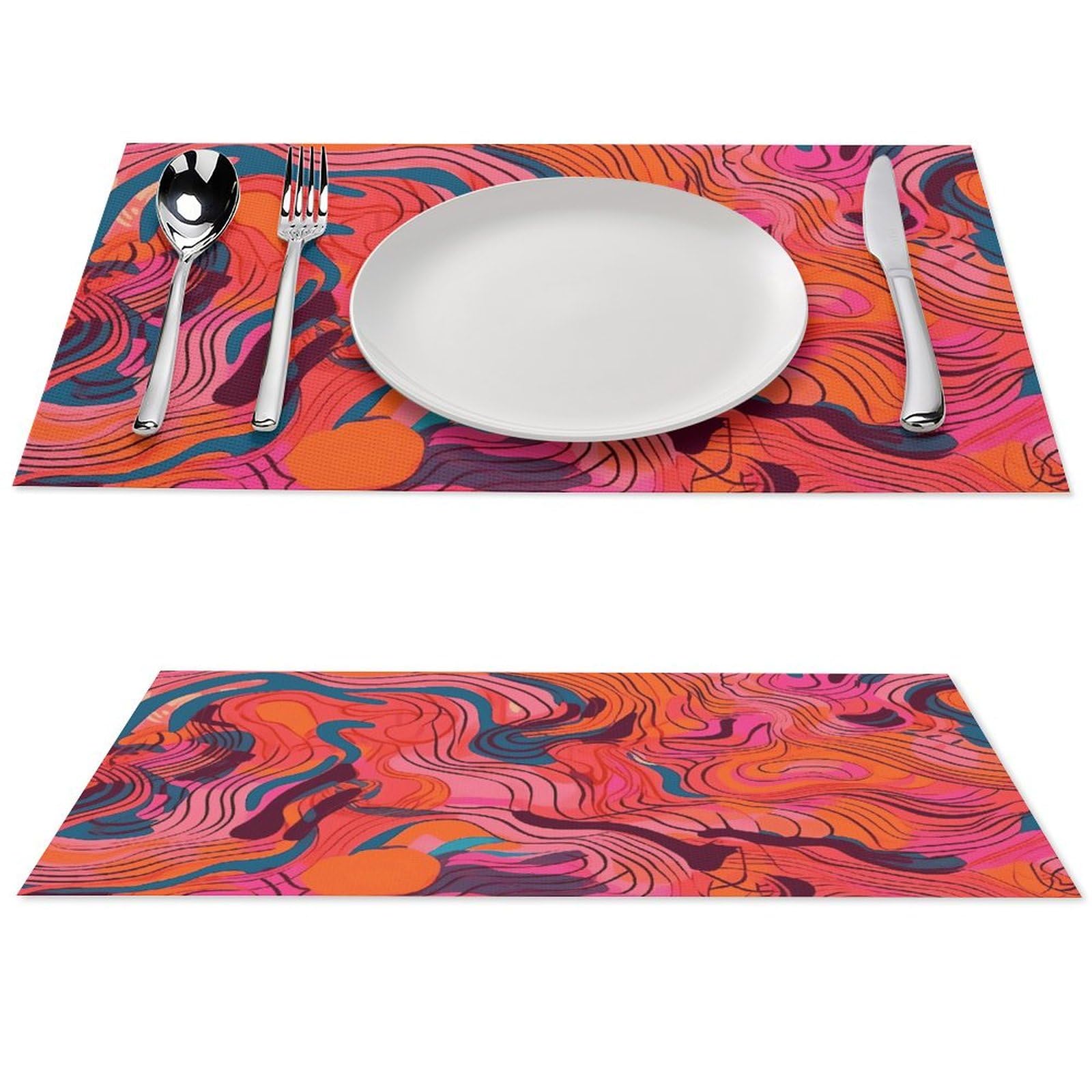 Sets de table lavables antidérapants lot de 4 protections thermiques motif graffiti pêche