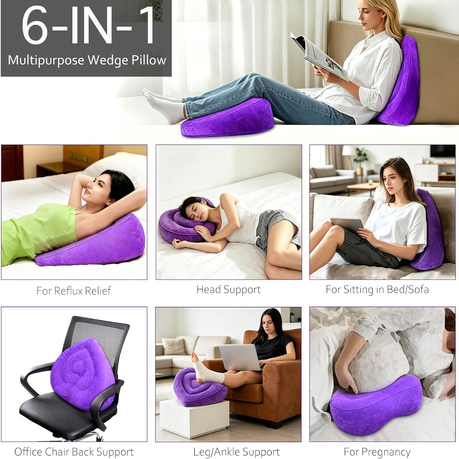 Leg Elevating Pillow - Heart Shape, Leg Elevation Pillows for Swelling Blood Circulation, Inflatable Wedge Pillow for Traveling, Wedge Pillow for Legs Foot Pain Relief Acid Reflux, Easy Carry Storage