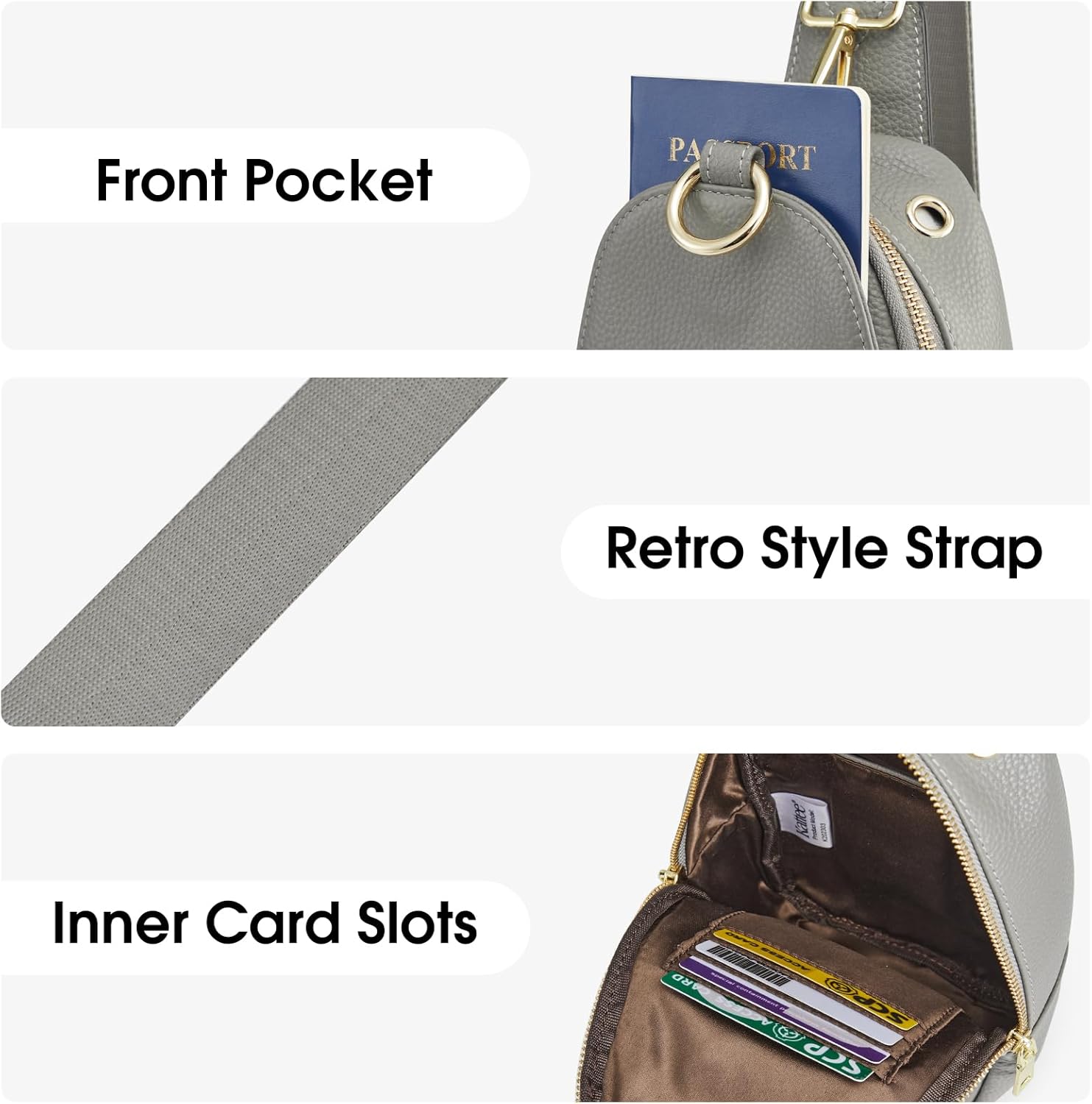 Kattee Leather Sling Bag for Women, Womens Leather Fanny Crossbody Purse for Travel，Small Sling Bag with RFID Blocking | Small, with RFID Blocking - Image 7