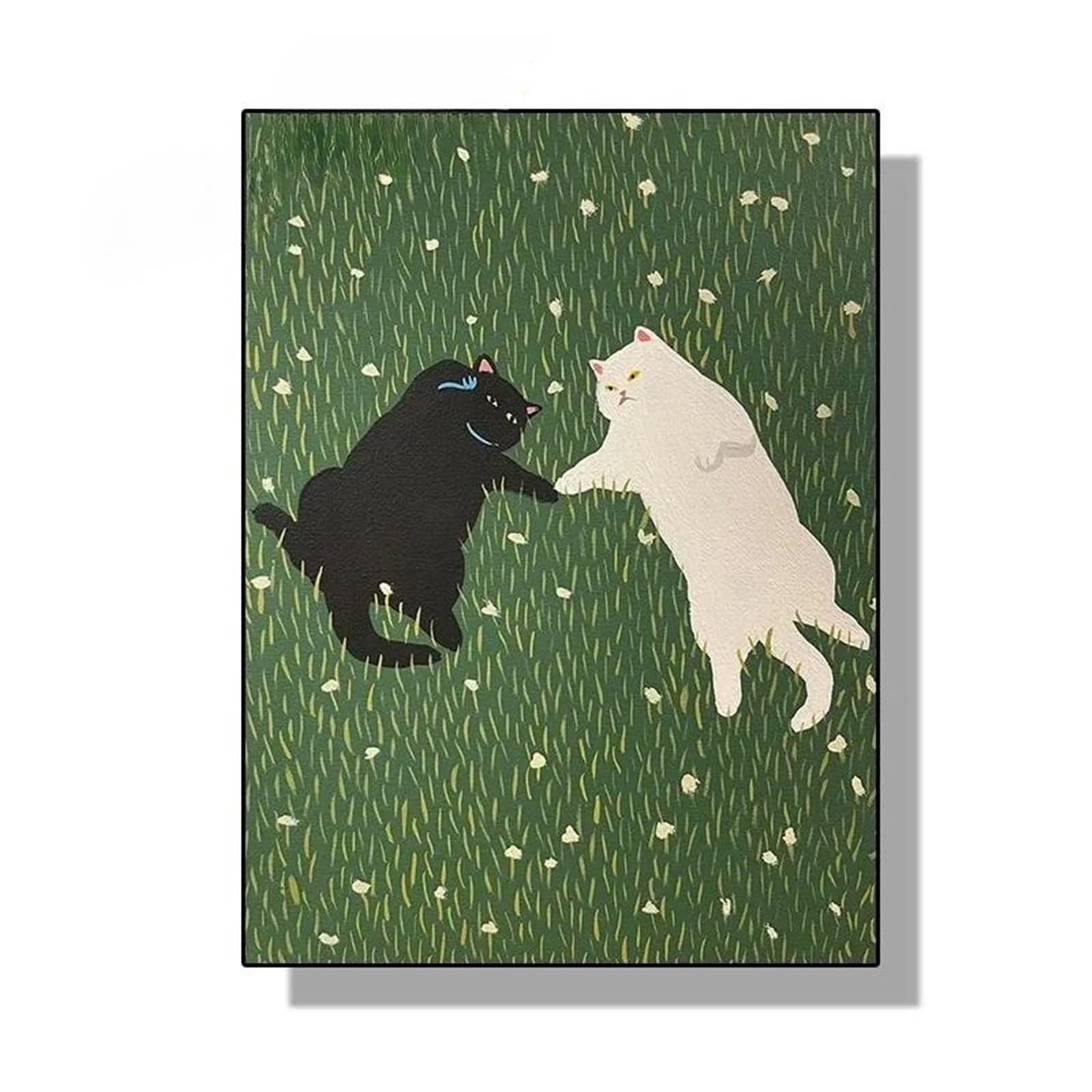 Tableau déco nature avec chat drôle sur l'herbe pour illuminer votre bureau ou coin lecture